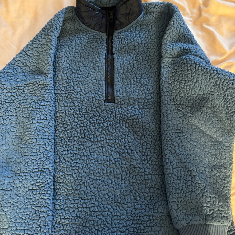 Aerie Cozy Zip Up Sweater in Blue